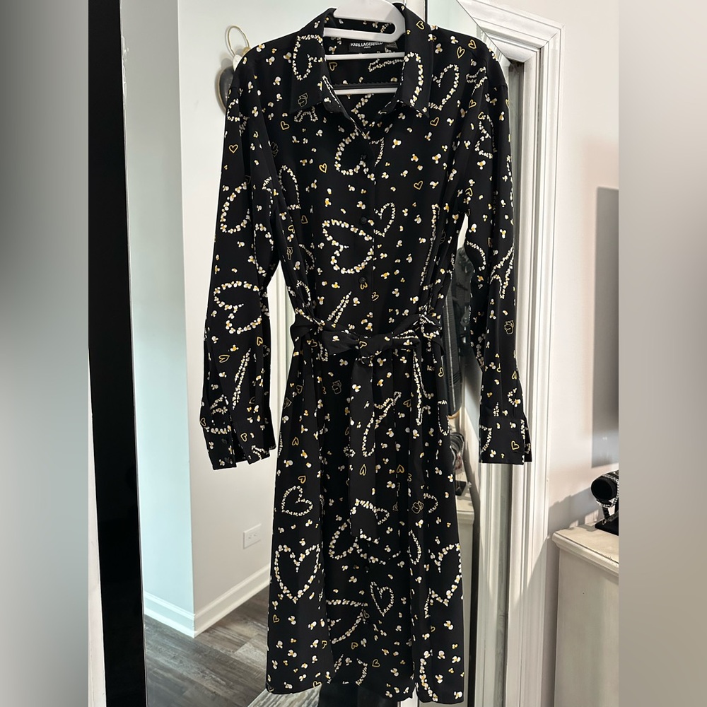 Karl Lagerfeld Black Dress with Heart and Floral Print